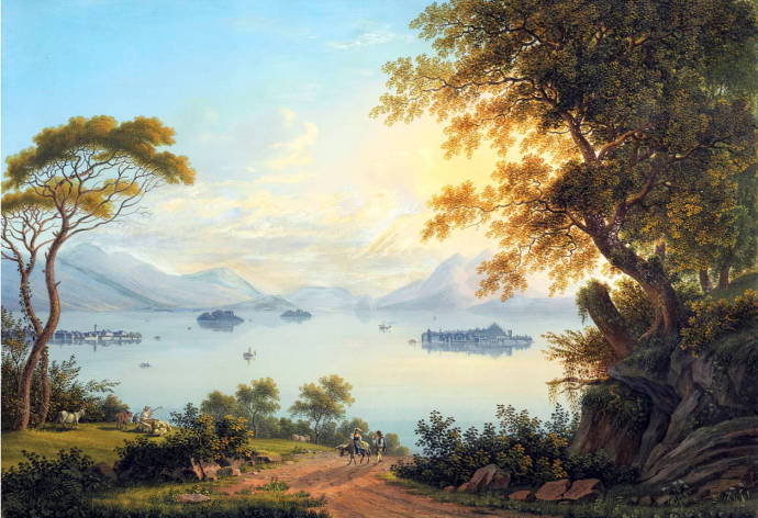 Борромео, островов на озере Маджоре. 1836 г. / Йохан Айнрих Блеульер - Johann Heinrich Bleuler