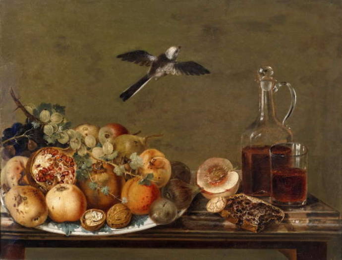 Натюрморт с инжиром и яблоками / Йохан Маттиас  Вурцер - Johann Matthias Wurzer