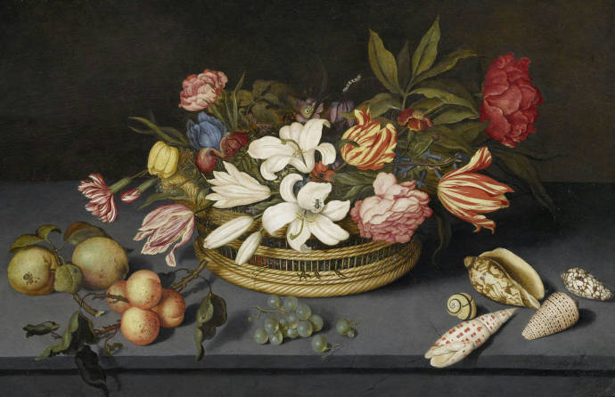 Нютюрморт из цветов, фруктов и ракушек / Йоханн Хамза - Johann Hamza