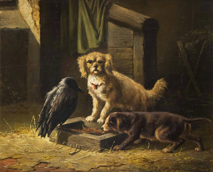 Две собаки и ворона / Карл Освальд Растоски - Carl Oswald Rastosky