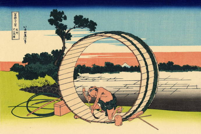 Вид на Фуджими Фуджи с полей провинции Овари / Кацусика Хокусай - Katsushika Hokusai