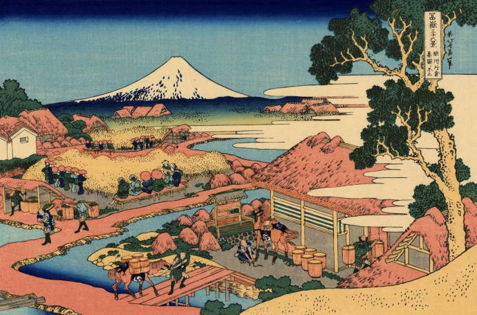 Вид Фудзи от чайных плантаций Катакура в провинции Цуруга / Кацусика Хокусай - Katsushika Hokusai