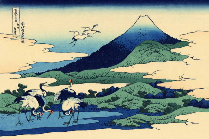 Журавли на фоне Фудзи / Кацусика Хокусай - Katsushika Hokusai
