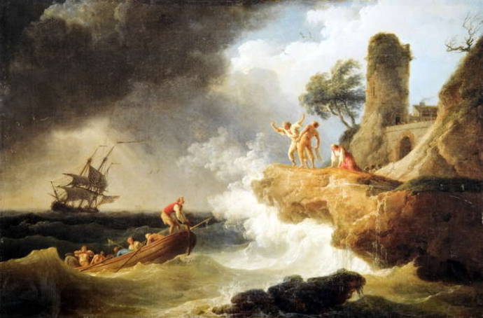 Буря у скалистого берега. 1763 г. / Клод Жозеф Верне - Claude Joseph Vernet