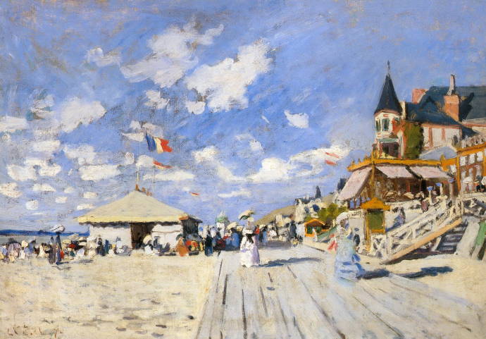 Прогулка по настилу на пляже в Трувилле / Клод Оскар Моне - Claude Oscar Monet