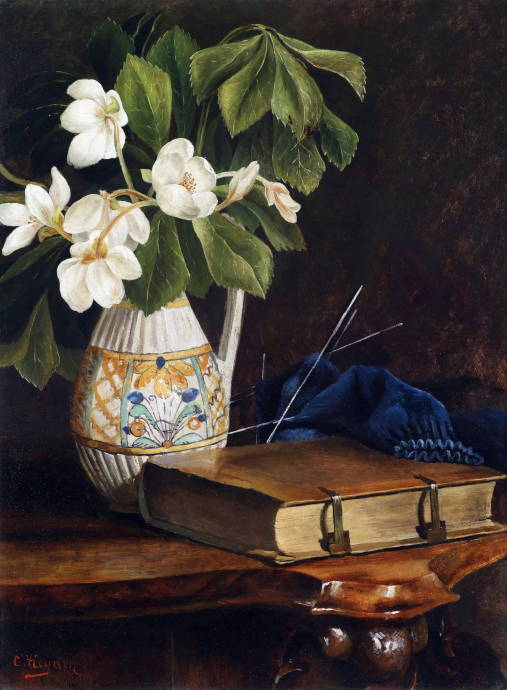 Натюрморт с цветком и книгой / Кристиан Хейден - Christian Heyden