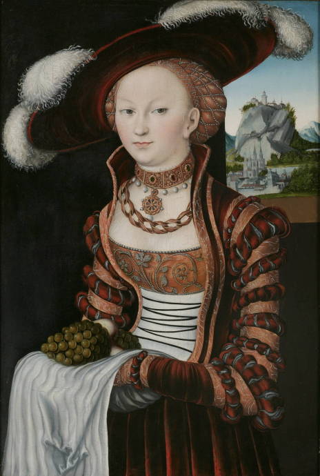 Портрет молодой женщины с виноградом. 1528 г. / Лукас Кранах ст. - Lucas Cranach the Elder