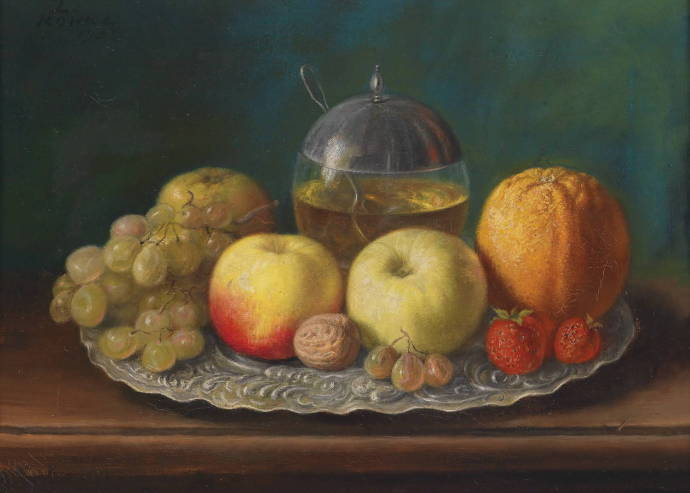 Натюрморт с тарелкой фруктов / Людвиг Корль - Ludwig Kohrl