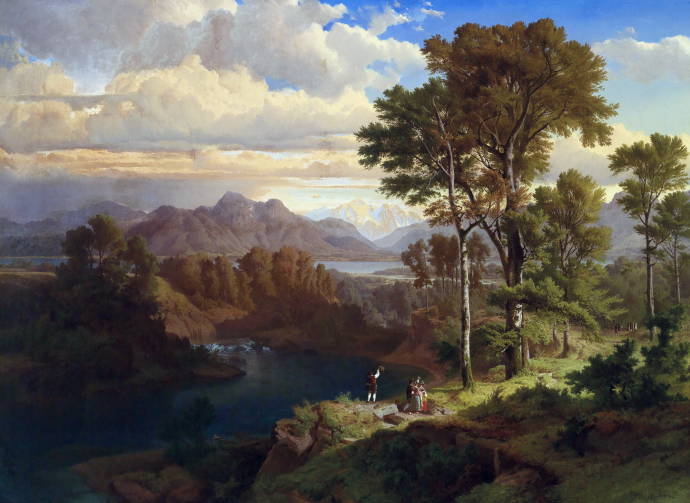 Горный пейзаж в верхней Баварии / Максимильян Йозеф Хаусхофер - Maximilian Joseph Haushofer