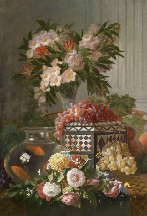 Натюрморт с фруктами и цветами / Мэри де Бивре - Marie de Bivre