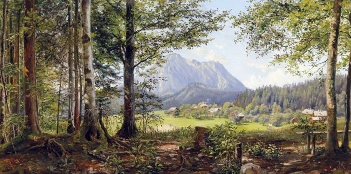 Пейзаж с деревней на фоне гор / Мэри Эртл - Marie Ertl
