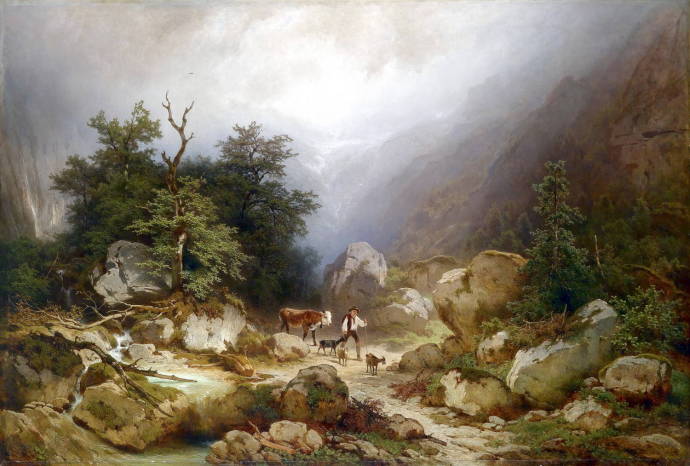 Горный пейзаж с пастухом / Мельхиор Фритш - Melchior Fritsch