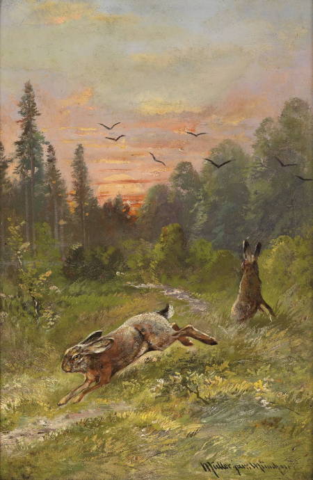Зайцы в лесу / Моритц Меллер - Moritz Meller