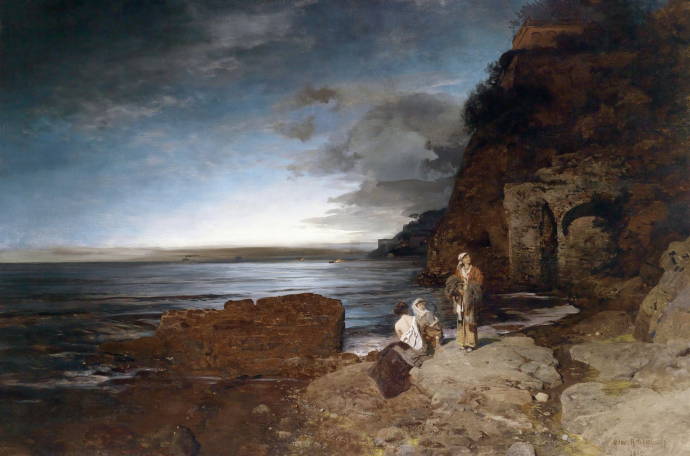 Вечер на берегу. 1880 г. / Освальд Аченбах - Oswald Achenbach
