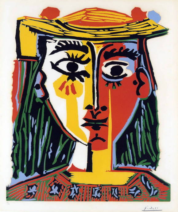 Женщина в шляпе с помпонами. 1962 г. / Пабло Руиц Пикассо - Pablo Ruiz Picasso