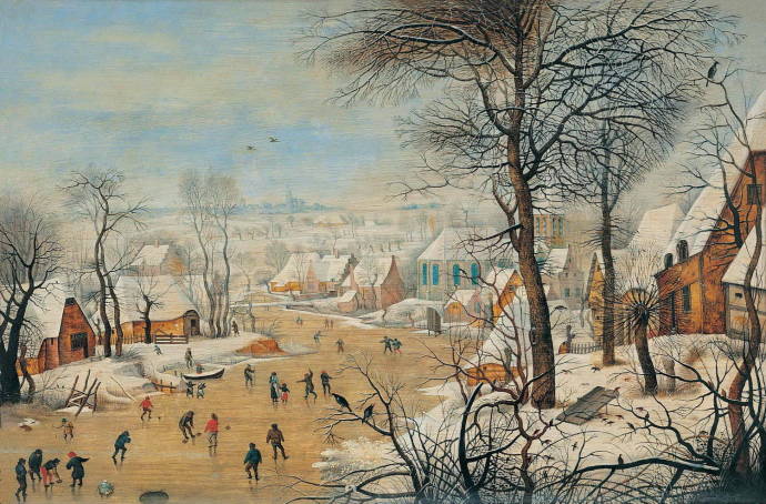 Зимний пейзаж с птичьей западней / Питер Брейгель cт. - Pieter Bruegel the Elder
