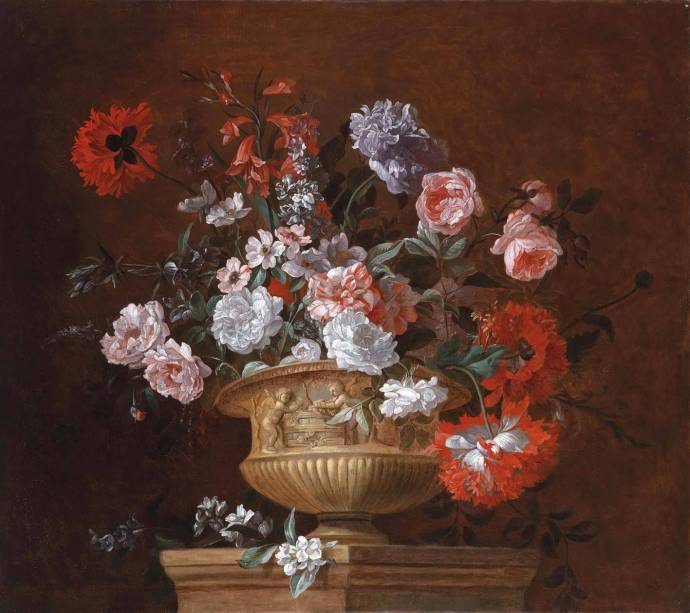 Волшебные живые цветы в каменной вазе / Питер Кастель III - Pieter Casteels III