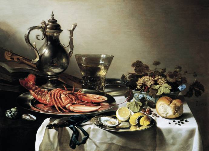 Натюрморт с омаром, кувшином и вазой с фруктами / Питер Клаец  - Pieter Claesz