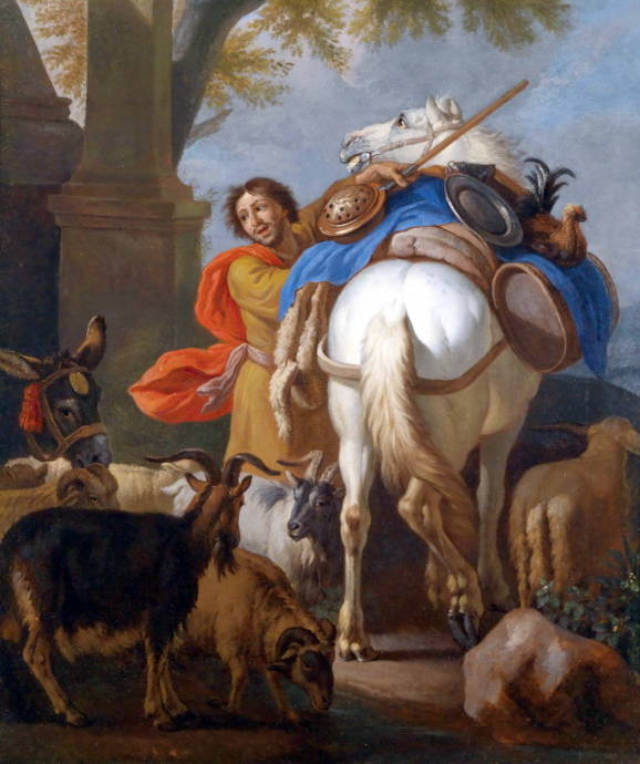 Вооруженный человек с лошадью и козлом / Питер фан Блюемен - Pieter van Bloemen