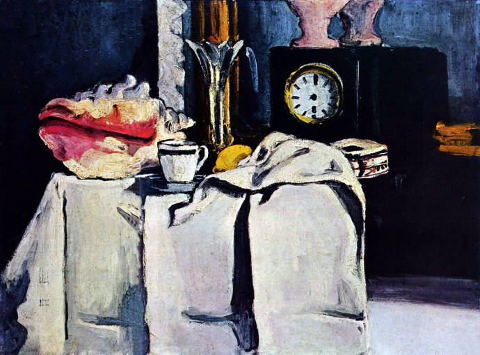 Натюрморт с часами из черного мрамора. 1869-1871 гг. / Поль Сезанн  - Paul Cezanne