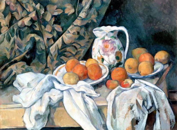 Натюрморт со шторами. 1895 г. / Поль Сезанн  - Paul Cezanne