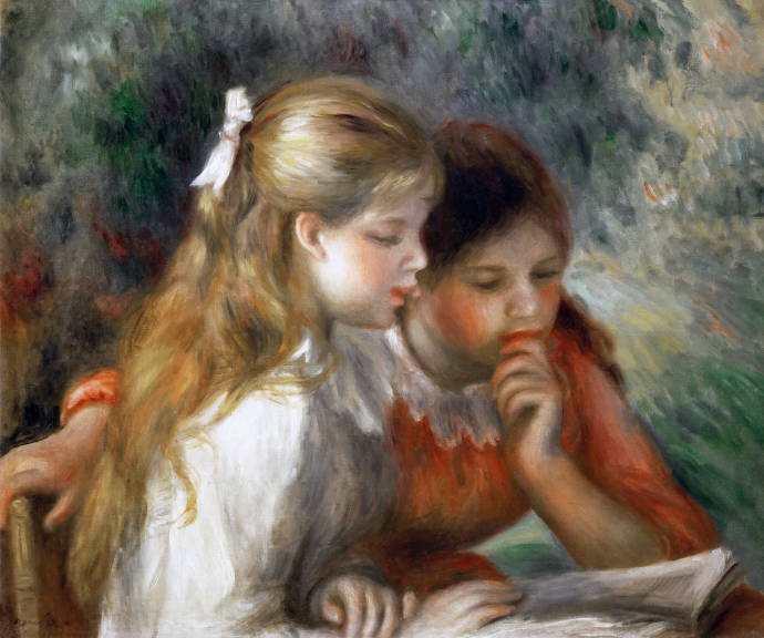 Две девушки, читающие книгу / Пьер Огюст Ренуар - Pierre Auguste Renoir
