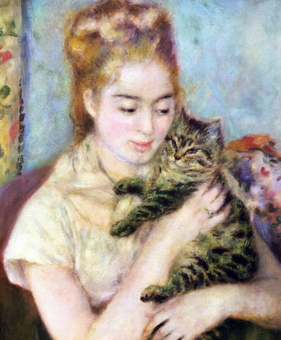 Девушка с кошкой / Пьер Огюст Ренуар - Pierre Auguste Renoir
