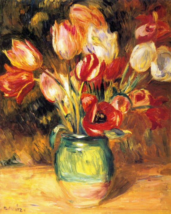 Тюльпаны в вазе / Пьер Огюст Ренуар - Pierre Auguste Renoir
