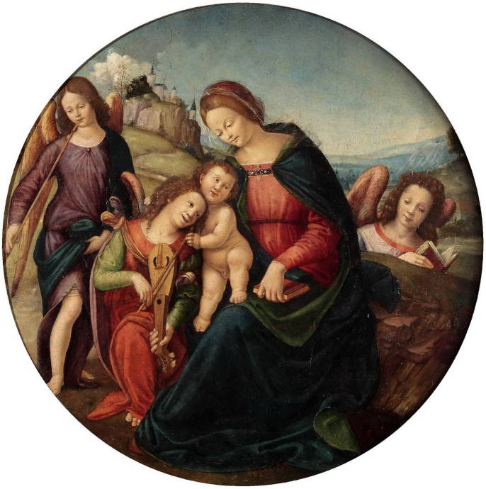 Мадонна с ребенком и тремя ангелами / Пьеро ди Козимо - Piero di Cosimo