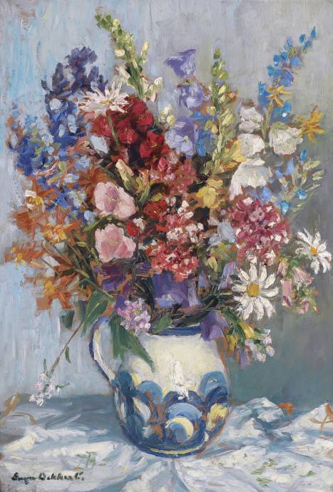 Букет летних цветов в вазе / Эжен Деккерт - Eugen Dekkert