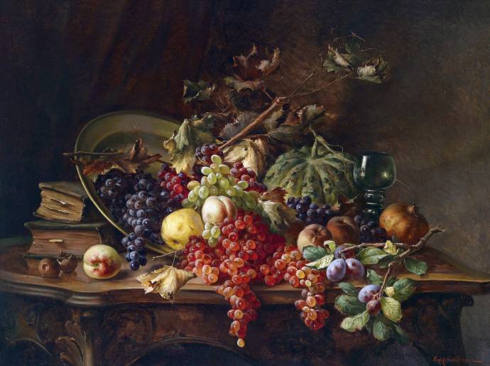 Натюрморт с фруктами и виноградом / Энрико Хохенбергер - Enrico Hohenberger